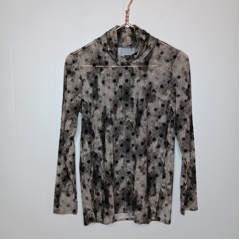 Alembika Oriel Mesh Turtleneck Top Womens Sz 0 Aquarelle Vetvet Dots Long Sleeve - Picture 5 of 10